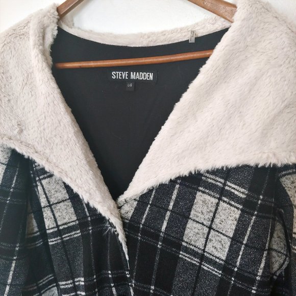 Steve Madden plaid fleece button up coat - Picture 5 of 7